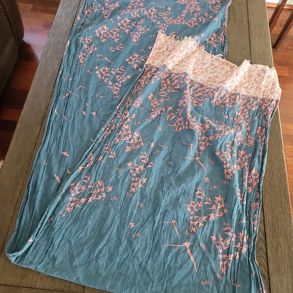 EDC by ESPRIT Scarf Wrap with Birds blue and Pink Super Long - Picture 9 of 11